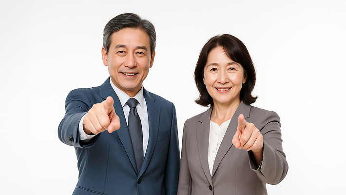 JPG 편집이미지 여자 남자 중년 미소 정장 상반신 두명 비즈니스라이프 가리킴 비즈니스맨 비즈니스우먼 의료성형뷰티 중년만 편집실사 AI인물포토 AI콘텐츠 라이프스타일 옷 비즈니스 표정 사람 손짓 성인 직장인 CG 성인만 파일형식 AI포토