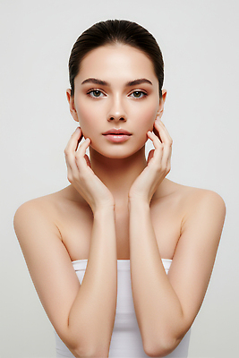 JPG 편집이미지 여자 한명 상반신 성인 뷰티 만지기 의료성형뷰티 성인여자한명만 편집실사 AI인물포토 AI콘텐츠 1 모션 사람 CG 여자한명만 성인여자만 파일형식 AI포토