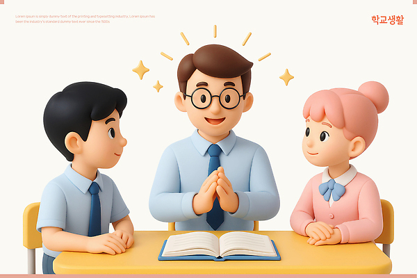 PSD 편집이미지 여자 남자 교복 의자 청소년 미소 앉기 상반신 성인 책 세명 스쿨라이프 3D 교사 책상 손모으기 안경낌 편집3D 직업 라이프스타일 옷 안경 가구 학교 모션 표정 사람 손짓 디지털합성 파일형식