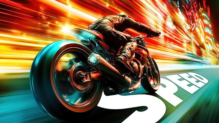 전신 PSD 편집이미지 한명 성인 빛 컬러풀 오토바이 승차 속도 역동적 네온 성인만 이펙트그래픽 이미지편집 1 컬러 컨셉 그래픽백그라운드 모션 사람 바이크 파일형식