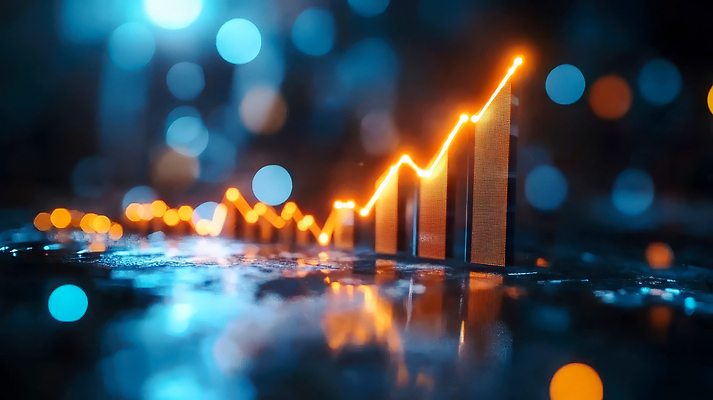 JPG 편집이미지 그래프 사람없음 파란색 디지털 주황색 분석 보케 주식시장 편집실사 AI컴퓨터그래픽 AI콘텐츠 컬러 컨셉 주식 CG 파일형식