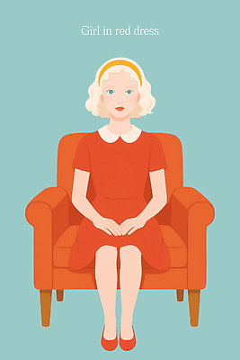 전신 PSD 여자 어린이 하늘색 의자 일러스트 무표정 한명 앉기 소녀 빨간색 머리띠 손모으기 소녀한명만 일러캐릭터 캐릭터 1 감정 컬러 가구 장신구 모션 표정 사람 손짓 파란색 여자한명만 소녀만 파일형식