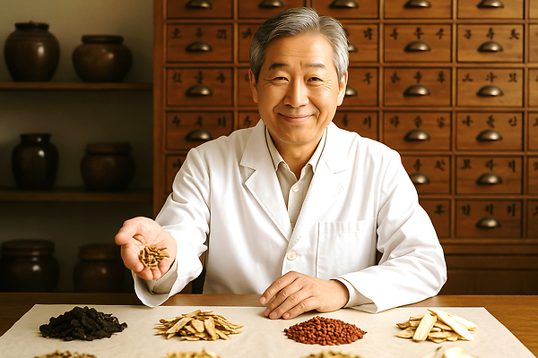 JPG 편집이미지 노년 남자 한명 상반신 갈색 한약재 의사가운 한약 서랍장 보여주기 한약방 한의사 의료성형뷰티 노인남자한명만 편집실사 AI인물포토 AI콘텐츠 1 컬러 가구 모션 사람 성인 약 한의학 의사 약재 가운 CG 남자한명만 노인남자만 파일형식 AI포토