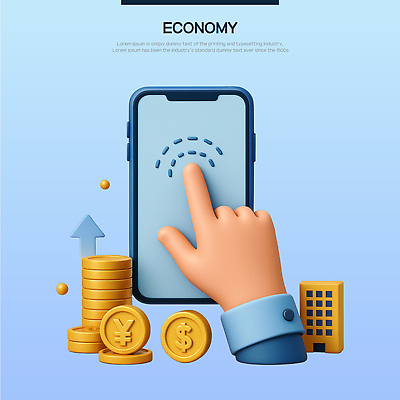 PSD 편집이미지 손 화살표 하늘색 건물 신체부위 경제 스마트폰 3D 터치 누름 동전탑 편집3D 건축물 모션 사람 파란색 핸드폰 스마트기기 쌓기 동전 디지털합성 파일형식