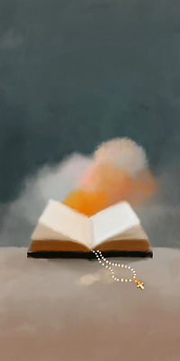 JPG 기독교 십자가 일러스트 사람없음 믿음 성경 펼침 안개 청록색 십자가목걸이 국내일러스트 AI일러스트 AI콘텐츠 감정 종교 컬러 목걸이 종교용품 모션 날씨 파일형식