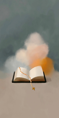 JPG 기독교 십자가 일러스트 사람없음 믿음 성경 펼침 안개 청록색 십자가목걸이 국내일러스트 AI일러스트 AI콘텐츠 감정 종교 컬러 목걸이 종교용품 모션 날씨 파일형식