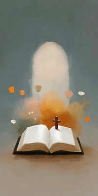 JPG 꽃 기독교 십자가 일러스트 사람없음 믿음 성경 펼침 안개 아치 청록색 국내일러스트 AI일러스트 AI콘텐츠 식물 감정 종교 컬러 종교용품 모션 날씨 파일형식