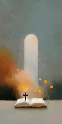 JPG 꽃 기독교 십자가 일러스트 사람없음 믿음 성경 펼침 안개 아치 청록색 국내일러스트 AI일러스트 AI콘텐츠 식물 감정 종교 컬러 종교용품 모션 날씨 파일형식