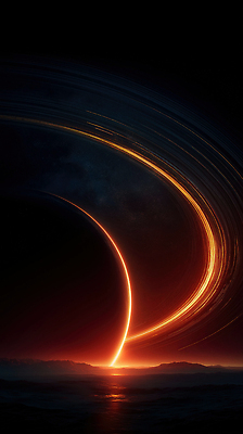 JPG 편집이미지 추상 사람없음 주황색 어둠 행성 고리 신비 발광 환상 편집실사 AI컴퓨터그래픽 AI콘텐츠 컬러 컨셉 무늬 우주 CG 파일형식