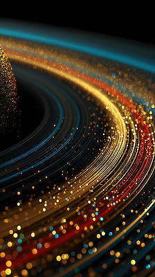 JPG 편집이미지 추상 사람없음 반짝임 어둠 행성 고리 신비 보케 발광 환상 편집실사 AI컴퓨터그래픽 AI콘텐츠 컨셉 무늬 모션 우주 CG 파일형식