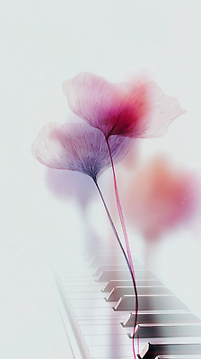 JPG 꽃 분홍색 일러스트 추상 사람없음 피아노건반 번짐 국내일러스트 AI일러스트 AI콘텐츠 식물 컬러 무늬 건반 피아노 파일형식 효과