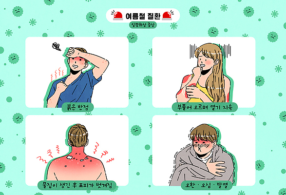 여자 남자 일러스트 여러명 상반신 성인 여름 고통 점 뜨거움 선탠 더위 담요 피부 박테리아 떨림 감싸기 민트색 발열 사이렌 오한 울상 표피 화상 성인만 국내일러스트 AI파일 계절 감정 컬러 다수 의학 모션 날씨 사람 신체부위 상처 증상 파일형식 벡터