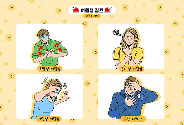 여자 남자 일러스트 여러명 상반신 성인 여름 노란색 잡기 찡그림 두통 박테리아 가슴통증 사이렌 저혈압 손짚기 성인만 손목통증 국내일러스트 머리짚기 AI파일 계절 컬러 다수 의학 모션 표정 사람 손짓 고통 질병 혈압 파일형식 벡터