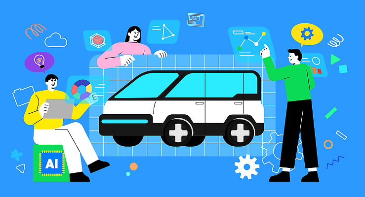 전신 여자 남자 말풍선 일러스트 회의 그래프 아이디어 들기 성인 세명 파란색 태블릿 가리킴 연구원 톱니바퀴 미래자동차 전기자동차 성인만 AI_인공지능 국내일러스트 AI파일 직업 컬러 컨셉 비즈니스 모션 자동차 사람 손짓 전자제품 스마트기기 파일형식 벡터