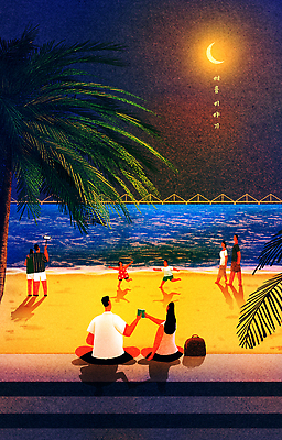 전신 PSD 커플 여자 남자 어린이 야경 일러스트 밤하늘 들기 소녀 소년 여러명 성인 해변 여름휴가 야자수 달리기 걷기 산책 추억 초승달 달빛 즐거움 가부좌 캔맥주 밤바다 여름밤 국내일러스트 나무 감정 바다 다수 컨셉 관계 모션 하늘 휴가 휴식 맥주 사람 앉기 여름 달 캔 야간 파일형식 여름_계절 풍경_경치