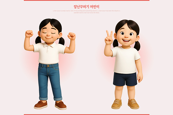 전신 PSD 편집이미지 여자 어린이 분홍색 포즈 3D캐릭터 미소 소녀 두명 3D 손들기 눈감음 주먹 개구쟁이 브이 소녀만 편집3D 캐릭터 컬러 모션 표정 사람 손짓 디지털합성 여자만 어린이만 파일형식