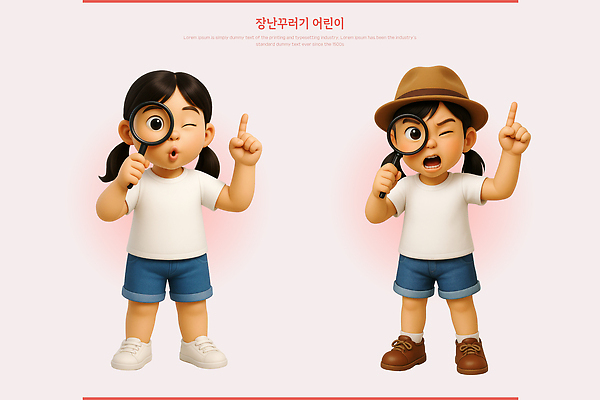 전신 PSD 편집이미지 여자 어린이 분홍색 돋보기 3D캐릭터 들기 소녀 두명 3D 놀람 가리킴 찡그림 개구쟁이 중절모 소녀만 편집3D 캐릭터 모자_잡화 감정 컬러 모션 표정 사람 손짓 디지털합성 여자만 어린이만 파일형식