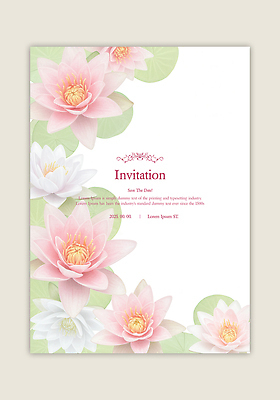 PSD 템플릿 꽃 분홍색 잎 카드템플릿 수채화 사람없음 초대장 이미지템플릿 식물 컬러 카드_감사 파일형식