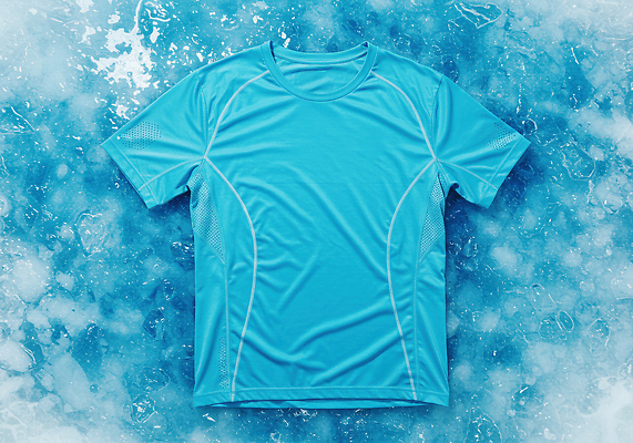 JPG 편집이미지 티셔츠 사람없음 파란색 얼음 연기 수분 시원함 여름옷 면소재 이미지편집 편집실사 AI포토 AI콘텐츠 자연요소 옷 컬러 셔츠 CG 소재 파일형식 여름_계절