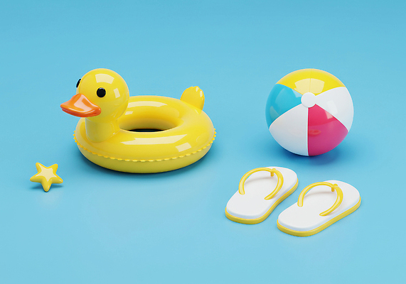 JPG 편집이미지 불가사리 바캉스용품 사람없음 여름 파란색 여름휴가 바캉스 3D 쪼리 비치발리볼 오리튜브 편집3D AI컴퓨터그래픽 AI콘텐츠 계절 컬러 휴가 극피동물 샌들 비치볼 배구 디지털합성 오브젝트 튜브 파일형식 여름_계절