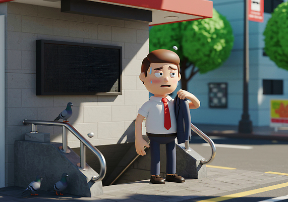 JPG 전신 편집이미지 남자 한명 정장 성인 여름 햇빛 3D 계단 비즈니스맨 더위 비둘기 출퇴근 땀 성인남자한명만 폭염주의보 편집3D 폭염대비 AI컴퓨터그래픽 AI콘텐츠 1 옷 계절 비즈니스 조류 날씨 사람 태양 대비 직장인 자연재해 디지털합성 남자한명만 성인남자만 파일형식