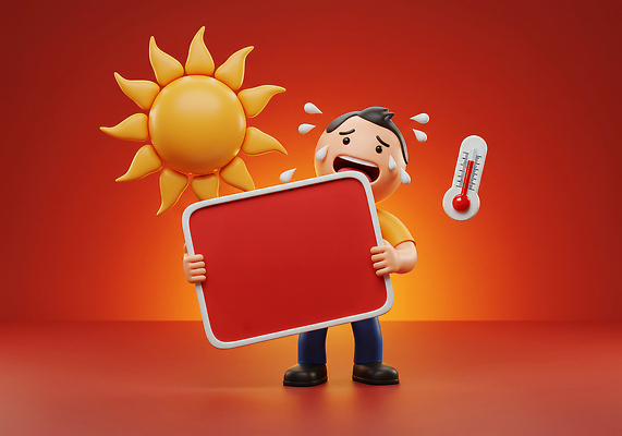 JPG 전신 편집이미지 남자 한명 들기 성인 빨간색 여름 태양 3D 팻말 더위 온도계 땀 성인남자한명만 폭염주의보 편집3D 폭염대비 AI컴퓨터그래픽 AI콘텐츠 자연요소 1 계절 컬러 모션 날씨 프레임 사람 대비 자연재해 디지털합성 남자한명만 성인남자만 파일형식