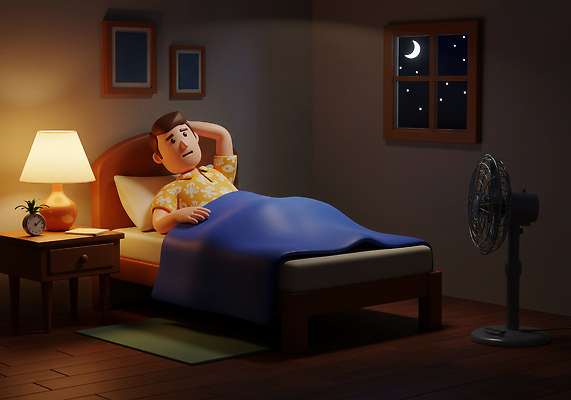 JPG 편집이미지 남자 액자 창문 베개 탁자 한명 성인 빛 눕기 3D 어둠 침실 이불 침대 스탠드 선풍기 야간 초승달 탁상시계 불면증 성인남자한명만 열대야 편집3D 머리짚기 AI컴퓨터그래픽 AI콘텐츠 자연요소 1 시계 가구 침구 모션 조명 사람 가전제품 달 질병 더위 디지털합성 남자한명만 성인남자만 파일형식