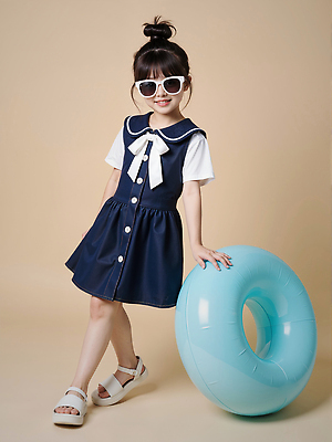 JPG 전신 모델 편집이미지 원피스 여자 패션 리본 어린이 포즈 스튜디오 한명 미소 소녀 선글라스 귀여움 기댐 잡기 샌들 올림머리 튜브 여름옷 베이지색 의료성형뷰티 소녀한명만 편집실사 AI인물포토 AI콘텐츠 1 헤어스타일 옷 안경 컬러 신발 컨셉 모션 표정 사람 CG 여자한명만 소녀만 파일형식 여름_계절 AI포토