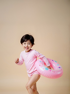 JPG 모델 편집이미지 여자 수영복 어린이 포즈 스튜디오 한명 웃음 들기 소녀 즐거움 튜브 베이지색 의료성형뷰티 소녀한명만 편집실사 AI인물포토 AI콘텐츠 1 옷 감정 컬러 모션 표정 사람 CG 여자한명만 소녀만 파일형식 AI포토