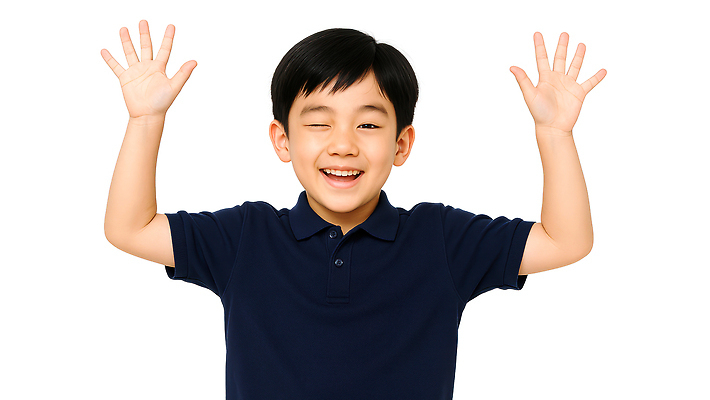 JPG 편집이미지 남자 어린이 포즈 윙크 한명 미소 소년 상반신 손들기 만세 개구쟁이 의료성형뷰티 소년한명만 편집실사 AI인물포토 AI콘텐츠 1 모션 표정 사람 CG 남자한명만 소년만 파일형식 AI포토