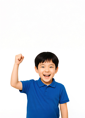 JPG 편집이미지 남자 어린이 포즈 한명 미소 소년 상반신 손들기 파이팅 개구쟁이 의료성형뷰티 소년한명만 편집실사 AI인물포토 AI콘텐츠 1 모션 표정 사람 CG 남자한명만 소년만 파일형식 AI포토