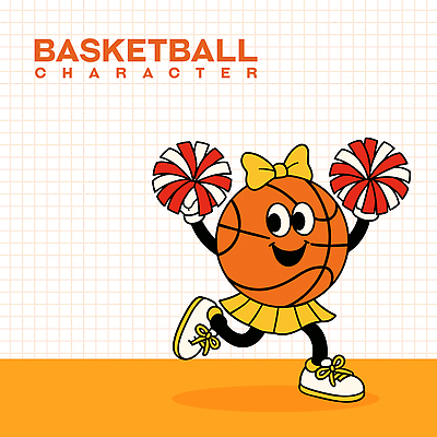 리본 일러스트 응원 농구공 미소 들기 사람없음 치마 달리기 귀여움 주황색 치어리더 응원수술 일러캐릭터 AI파일 캐릭터 컬러 컨셉 공 모션 하의 농구 표정 응원용품 파일형식 벡터