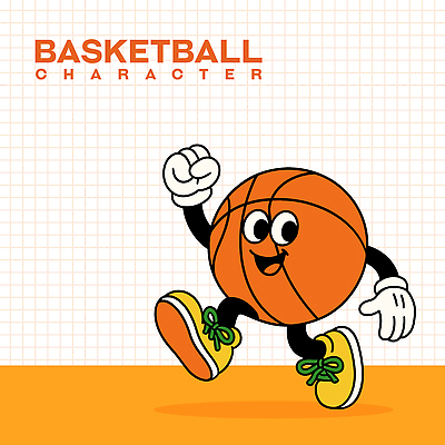 일러스트 농구공 미소 사람없음 달리기 손들기 귀여움 점프 주황색 일러캐릭터 AI파일 캐릭터 컬러 컨셉 공 모션 농구 표정 파일형식 벡터