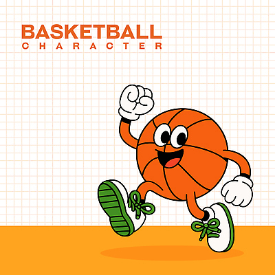 일러스트 농구공 미소 사람없음 달리기 손들기 귀여움 점프 주황색 일러캐릭터 AI파일 캐릭터 컬러 컨셉 공 모션 농구 표정 파일형식 벡터