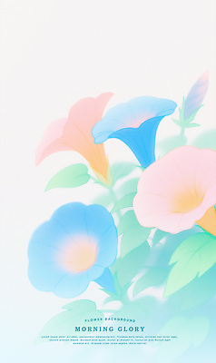 PSD 잎 일러스트 여름꽃 색연필 사람없음 꽃봉오리 부드러움 나팔꽃 파스텔톤 국내일러스트 식물 꽃 컬러 학용품 감각 파일형식 여름_계절