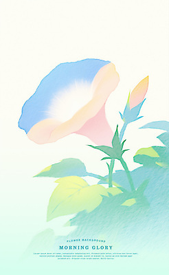 PSD 잎 일러스트 여름꽃 색연필 사람없음 꽃봉오리 부드러움 나팔꽃 파스텔톤 국내일러스트 식물 꽃 컬러 학용품 감각 파일형식 여름_계절