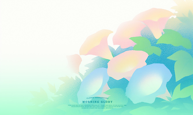 PSD 잎 일러스트 여름꽃 색연필 사람없음 초록색 부드러움 나팔꽃 파스텔톤 국내일러스트 식물 꽃 컬러 학용품 감각 파일형식 여름_계절