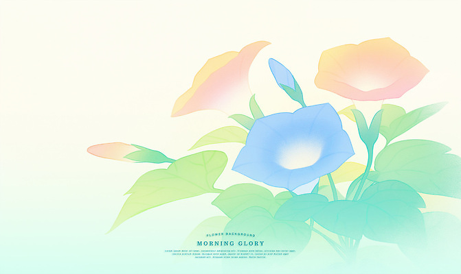 PSD 잎 일러스트 여름꽃 색연필 사람없음 꽃봉오리 부드러움 나팔꽃 파스텔톤 국내일러스트 식물 꽃 컬러 학용품 감각 파일형식 여름_계절