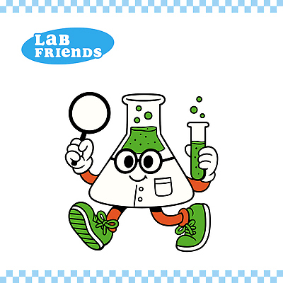 과학 일러스트 돋보기 미소 들기 사람없음 초록색 걷기 귀여움 실험복 시험관 삼각플라스크 용액 안경낌 일러캐릭터 AI파일 캐릭터 안경 컬러 컨셉 모션 표정 실험기구 가운 플라스크 파일형식 벡터