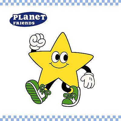 별 일러스트 미소 사람없음 노란색 손들기 걷기 귀여움 일러캐릭터 AI파일 자연요소 캐릭터 컬러 컨셉 모션 표정 파일형식 벡터