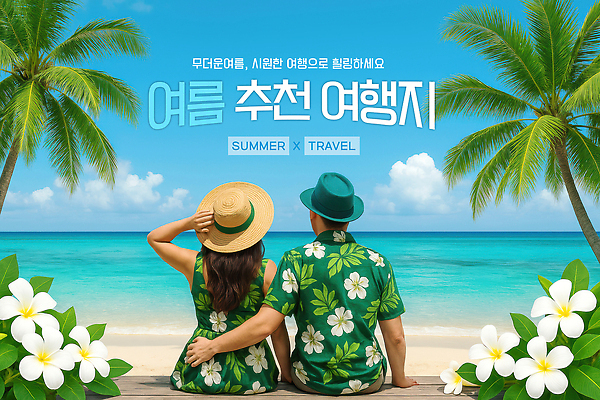 PSD 구름 편집이미지 부부 여자 남자 꽃 하늘 앉기 상반신 성인 해변 두명 뒷모습 관광지 여름휴가 야자수 잡기 휴양지 추천 감싸기 챙모자 하와이안 성인만 수평선 이미지편집 자연요소 나무 식물 모자_잡화 커플 패션 바다 뷰포인트 여행 모션 휴가 사람 장소 파일형식 여름_계절