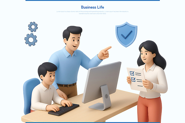 PSD 편집이미지 여자 남자 들기 성인 세명 비즈니스라이프 3D 모니터 가리킴 타이핑 비즈니스맨 비즈니스우먼 책상 톱니바퀴 문서 보안 방패모양 체크리스트 성인만 편집3D 모양 라이프스타일 가구 비즈니스 모션 안전 사람 손짓 컴퓨터 직장인 디지털합성 방패 파일형식