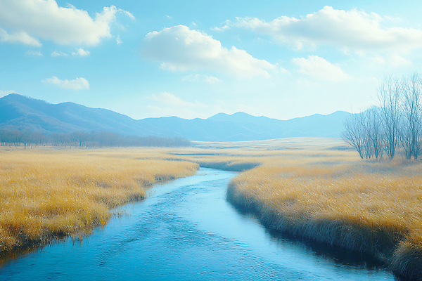 JPG 나무 구름 편집이미지 자연 하늘 산 잔디 초원 사람없음 맑음 여름풍경 개울 물길 편집실사 AI포토 AI콘텐츠 자연요소 식물 길 날씨 풍경 강 CG 생태계 파일형식 여름_계절