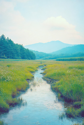 JPG 구름 편집이미지 자연 하늘 산 잔디 초원 사람없음 맑음 여름풍경 개울 숲 물길 편집실사 AI포토 AI콘텐츠 자연요소 식물 길 날씨 풍경 강 CG 생태계 파일형식 여름_계절
