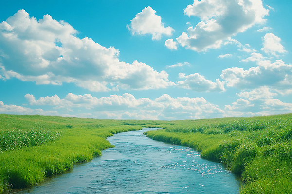 JPG 구름 편집이미지 하늘색 자연 하늘 잔디 초원 사람없음 맑음 여름풍경 개울 물길 편집실사 AI포토 AI콘텐츠 자연요소 식물 길 날씨 풍경 파란색 강 CG 생태계 파일형식 여름_계절