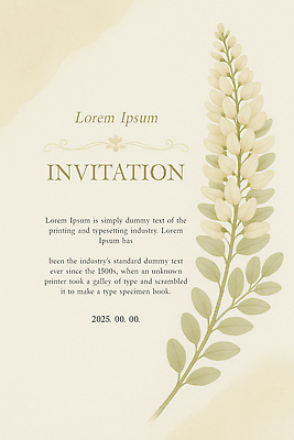 PSD 템플릿 카드템플릿 수채화 사람없음 초대장 아카시아 베이지색 아카시아꽃 이미지템플릿 나무 꽃 컬러 카드_감사 파일형식