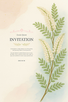 PSD 템플릿 카드템플릿 수채화 사람없음 초록색 초대장 아카시아 아카시아꽃 이미지템플릿 나무 꽃 컬러 카드_감사 파일형식