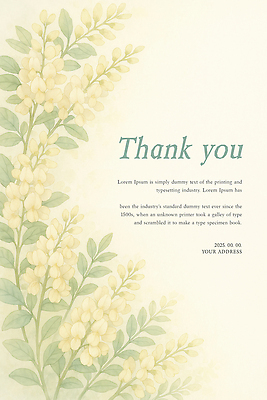 PSD 템플릿 카드템플릿 수채화 사람없음 감사 초대장 아카시아 베이지색 아카시아꽃 이미지템플릿 나무 꽃 감정 컬러 카드_감사 파일형식