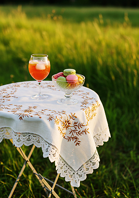 JPG 편집이미지 그릇 와인잔 초원 사람없음 햇빛 소풍 얼음 식탁보 감성 마카롱 야외테이블 에이드 편집실사 AI포토 AI콘텐츠 자연요소 식기 음료 컨셉 술잔 탁자 디저트 태양 야외활동 CG 파일형식