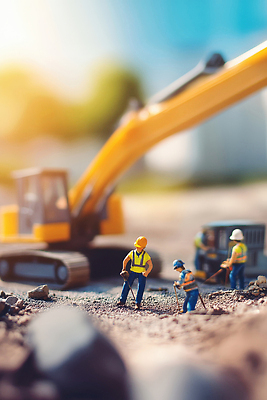 JPG 전신 편집이미지 남자 건축 성인 세명 장난감 햇빛 흙 미니어처 건설현장 잡기 중장비 안전모 삽 성인남자만 건설근로자 편집실사 AI포토 AI콘텐츠 직업 모션 건설업 사람 태양 모형 산업장비 헬멧 안전장비 CG 남자만 성인만 파일형식